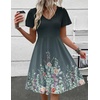 Zeagoo Womens Summer Dress Casual Swing Sundresses Floral Ruffle Short Sleeve Wedding Guest Dress Beach Mini Dress 2026(03-gray Green)