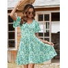 Zeagoo Womens Summer Dress Casual Swing Sundresses Floral Ruffle Short Sleeve Wedding Guest Dress Beach Mini Dress 2026(A01-blue White Floral)