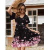 Zeagoo Womens Summer Dress Casual Swing Sundresses Floral Ruffle Short Sleeve Wedding Guest Dress Beach Mini Dress 2026(A02-pink Black Floral)