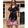 Zeagoo Womens Summer Dress Casual Swing Sundresses Floral Ruffle Short Sleeve Wedding Guest Dress Beach Mini Dress 2026(A02-pink Black Floral)