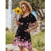 Zeagoo Womens Summer Dress Casual Swing Sundresses Floral Ruffle Short Sleeve Wedding Guest Dress Beach Mini Dress 2026(A02-pink Black Floral)
