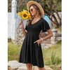 Zeagoo Womens Summer Dress Casual Swing Sundresses Floral Ruffle Short Sleeve Wedding Guest Dress Beach Mini Dress 2026(Black)