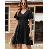 Zeagoo Womens Summer Dress Casual Swing Sundresses Floral Ruffle Short Sleeve Wedding Guest Dress Beach Mini Dress 2026(Black)
