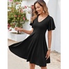 Zeagoo Womens Summer Dress Casual Swing Sundresses Floral Ruffle Short Sleeve Wedding Guest Dress Beach Mini Dress 2026(Black)