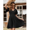 Zeagoo Womens Summer Dress Casual Swing Sundresses Floral Ruffle Short Sleeve Wedding Guest Dress Beach Mini Dress 2026(Black)