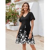 Zeagoo Womens Summer Dress Casual Swing Sundresses Floral Ruffle Short Sleeve Wedding Guest Dress Beach Mini Dress 2026(Black Floral)