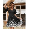 Zeagoo Womens Summer Dress Casual Swing Sundresses Floral Ruffle Short Sleeve Wedding Guest Dress Beach Mini Dress 2026(Black Floral)