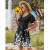 Zeagoo Womens Summer Dress Casual Swing Sundresses Floral Ruffle Short Sleeve Wedding Guest Dress Beach Mini Dress 2026(Black Floral)