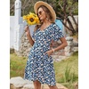 Zeagoo Womens Summer Dress Casual Swing Sundresses Floral Ruffle Short Sleeve Wedding Guest Dress Beach Mini Dress 2026(Blue Floral)