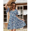 Zeagoo Womens Summer Dress Casual Swing Sundresses Floral Ruffle Short Sleeve Wedding Guest Dress Beach Mini Dress 2026(Blue Floral)