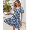 Zeagoo Womens Summer Dress Casual Swing Sundresses Floral Ruffle Short Sleeve Wedding Guest Dress Beach Mini Dress 2026(Blue Floral)