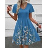 Zeagoo Womens Summer Dress Casual Swing Sundresses Floral Ruffle Short Sleeve Wedding Guest Dress Beach Mini Dress 2026(Blue Sf223)