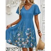 Zeagoo Womens Summer Dress Casual Swing Sundresses Floral Ruffle Short Sleeve Wedding Guest Dress Beach Mini Dress 2026(Blue Sf223)