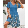 Zeagoo Womens Summer Dress Casual Swing Sundresses Floral Ruffle Short Sleeve Wedding Guest Dress Beach Mini Dress 2026(Blue Sf223)