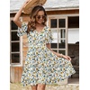 Zeagoo Womens Summer Dress Casual Swing Sundresses Floral Ruffle Short Sleeve Wedding Guest Dress Beach Mini Dress 2026(Blue Yellow Floral)