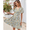 Zeagoo Womens Summer Dress Casual Swing Sundresses Floral Ruffle Short Sleeve Wedding Guest Dress Beach Mini Dress 2026(Blue Yellow Floral)