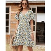 Zeagoo Womens Summer Dress Casual Swing Sundresses Floral Ruffle Short Sleeve Wedding Guest Dress Beach Mini Dress 2026(Blue Yellow Floral)