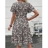 Zeagoo Womens Summer Dress Casual Swing Sundresses Floral Ruffle Short Sleeve Wedding Guest Dress Beach Mini Dress 2026(Brown Floral)