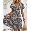 Zeagoo Womens Summer Dress Casual Swing Sundresses Floral Ruffle Short Sleeve Wedding Guest Dress Beach Mini Dress 2026(Brown Floral)