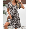 Zeagoo Womens Summer Dress Casual Swing Sundresses Floral Ruffle Short Sleeve Wedding Guest Dress Beach Mini Dress 2026(Brown Floral)
