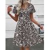 Zeagoo Womens Summer Dress Casual Swing Sundresses Floral Ruffle Short Sleeve Wedding Guest Dress Beach Mini Dress 2026(Brown Floral)