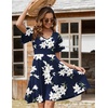 Zeagoo Womens Summer Dress Casual Swing Sundresses Floral Ruffle Short Sleeve Wedding Guest Dress Beach Mini Dress 2026(Dark Blue Floral)