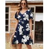 Zeagoo Womens Summer Dress Casual Swing Sundresses Floral Ruffle Short Sleeve Wedding Guest Dress Beach Mini Dress 2026(Dark Blue Floral)