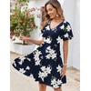 Zeagoo Womens Summer Dress Casual Swing Sundresses Floral Ruffle Short Sleeve Wedding Guest Dress Beach Mini Dress 2026(Dark Blue Floral)