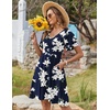 Zeagoo Womens Summer Dress Casual Swing Sundresses Floral Ruffle Short Sleeve Wedding Guest Dress Beach Mini Dress 2026(Dark Blue Floral)