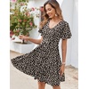 Zeagoo Womens Summer Dress Casual Swing Sundresses Floral Ruffle Short Sleeve Wedding Guest Dress Beach Mini Dress 2026(Floral 01)