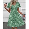 Zeagoo Womens Summer Dress Casual Swing Sundresses Floral Ruffle Short Sleeve Wedding Guest Dress Beach Mini Dress 2026(Green Jh560)