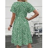 Zeagoo Womens Summer Dress Casual Swing Sundresses Floral Ruffle Short Sleeve Wedding Guest Dress Beach Mini Dress 2026(Green Jh560)