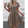 Zeagoo Womens Summer Dress Casual Swing Sundresses Floral Ruffle Short Sleeve Wedding Guest Dress Beach Mini Dress 2026(Leopard Print)