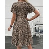 Zeagoo Womens Summer Dress Casual Swing Sundresses Floral Ruffle Short Sleeve Wedding Guest Dress Beach Mini Dress 2026(Leopard Print)