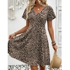 Zeagoo Womens Summer Dress Casual Swing Sundresses Floral Ruffle Short Sleeve Wedding Guest Dress Beach Mini Dress 2026(Leopard Print)