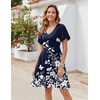 Zeagoo Womens Summer Dress Casual Swing Sundresses Floral Ruffle Short Sleeve Wedding Guest Dress Beach Mini Dress 2026(Navy Floral)