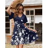 Zeagoo Womens Summer Dress Casual Swing Sundresses Floral Ruffle Short Sleeve Wedding Guest Dress Beach Mini Dress 2026(Navy Floral)
