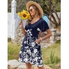 Zeagoo Womens Summer Dress Casual Swing Sundresses Floral Ruffle Short Sleeve Wedding Guest Dress Beach Mini Dress 2026(Navy Floral)