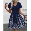 Zeagoo Womens Summer Dress Casual Swing Sundresses Floral Ruffle Short Sleeve Wedding Guest Dress Beach Mini Dress 2026(Navy Sf119)