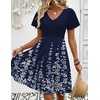 Zeagoo Womens Summer Dress Casual Swing Sundresses Floral Ruffle Short Sleeve Wedding Guest Dress Beach Mini Dress 2026(Navy Sf119)