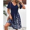 Zeagoo Womens Summer Dress Casual Swing Sundresses Floral Ruffle Short Sleeve Wedding Guest Dress Beach Mini Dress 2026(Navy Sf119)