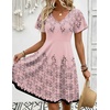 Zeagoo Womens Summer Dress Casual Swing Sundresses Floral Ruffle Short Sleeve Wedding Guest Dress Beach Mini Dress 2026(Pink Sf292)