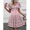 Zeagoo Womens Summer Dress Casual Swing Sundresses Floral Ruffle Short Sleeve Wedding Guest Dress Beach Mini Dress 2026(Pink Sf292)