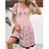 Zeagoo Womens Summer Dress Casual Swing Sundresses Floral Ruffle Short Sleeve Wedding Guest Dress Beach Mini Dress 2026(Pink Sf292)