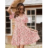 Zeagoo Womens Summer Dress Casual Swing Sundresses Floral Ruffle Short Sleeve Wedding Guest Dress Beach Mini Dress 2026(Pink White Floral)