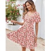 Zeagoo Womens Summer Dress Casual Swing Sundresses Floral Ruffle Short Sleeve Wedding Guest Dress Beach Mini Dress 2026(Pink White Floral)