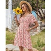 Zeagoo Womens Summer Dress Casual Swing Sundresses Floral Ruffle Short Sleeve Wedding Guest Dress Beach Mini Dress 2026(Pink White Floral)