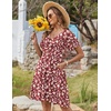 Zeagoo Womens Summer Dress Casual Swing Sundresses Floral Ruffle Short Sleeve Wedding Guest Dress Beach Mini Dress 2026(Red Floral)
