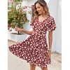 Zeagoo Womens Summer Dress Casual Swing Sundresses Floral Ruffle Short Sleeve Wedding Guest Dress Beach Mini Dress 2026(Red Floral)