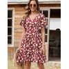 Zeagoo Womens Summer Dress Casual Swing Sundresses Floral Ruffle Short Sleeve Wedding Guest Dress Beach Mini Dress 2026(Red Floral)